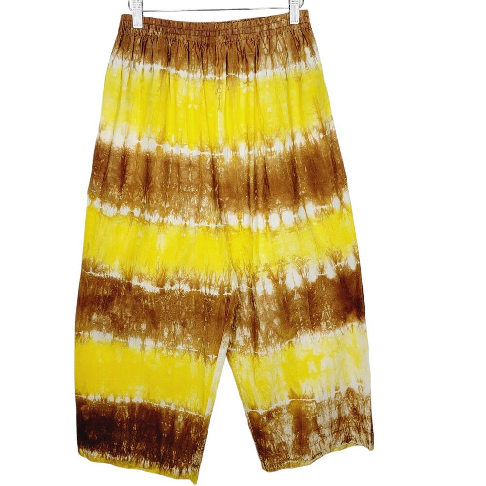 Anthropologie WHIT TWO Cotton Shibori Tie Dye Crop Lantern Leg Pants - Size L - Picture 4 of 6